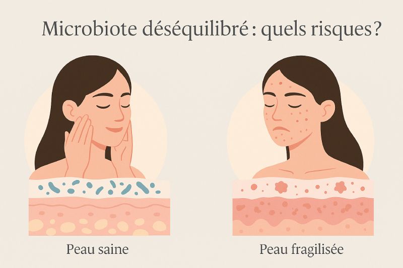 Confronto tra pelle sana e danneggiata in base all'equilibrio del microbiota